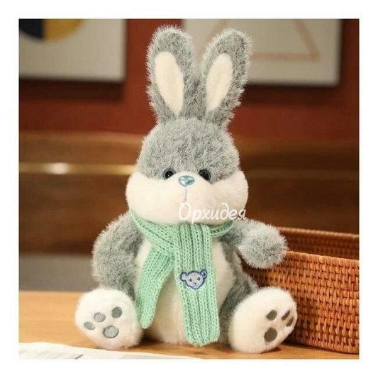 Мягкая игрушка заяц с шарфом